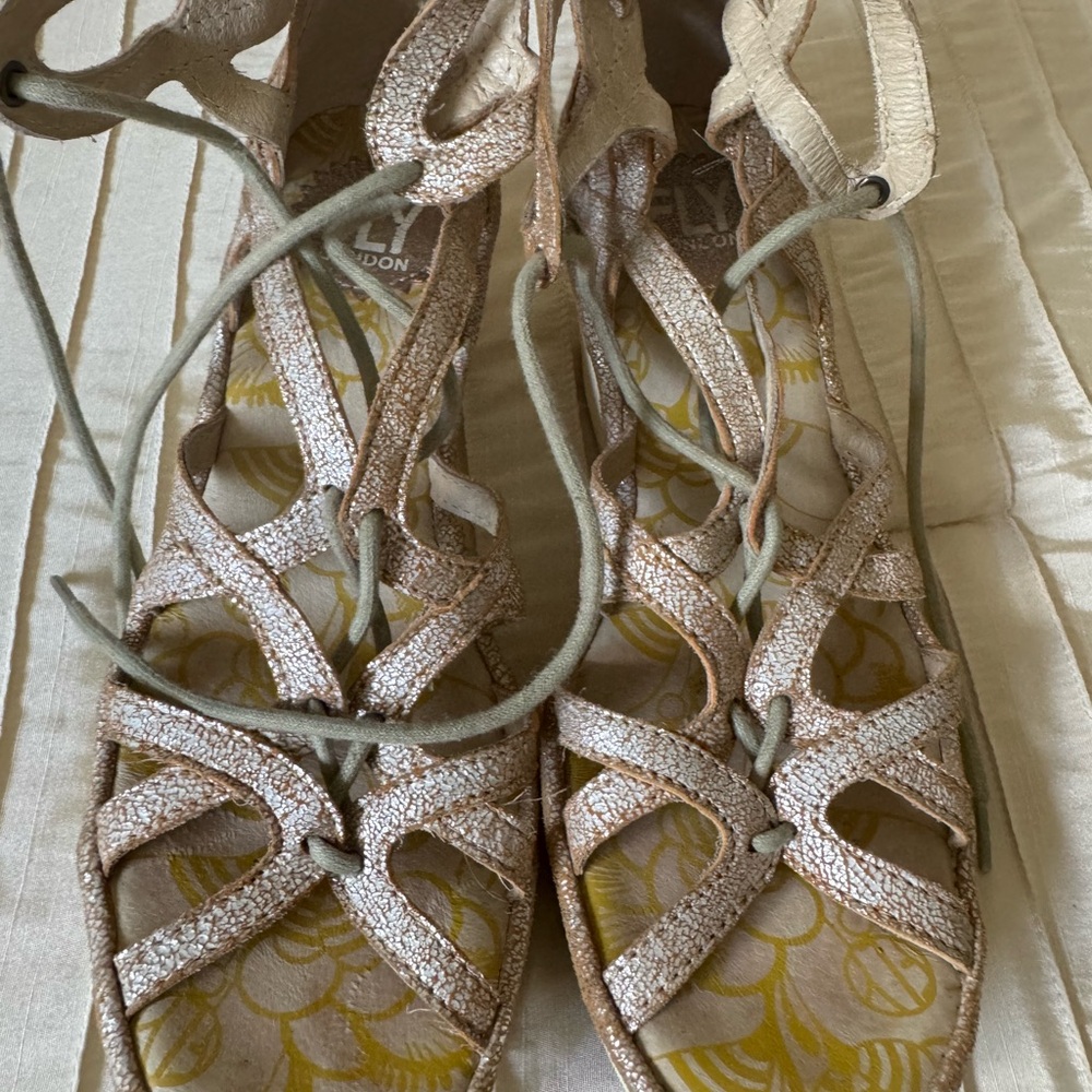 Fly London Women's Yuke Tan/Silver and Cream Sandals - Picture 7 of 7